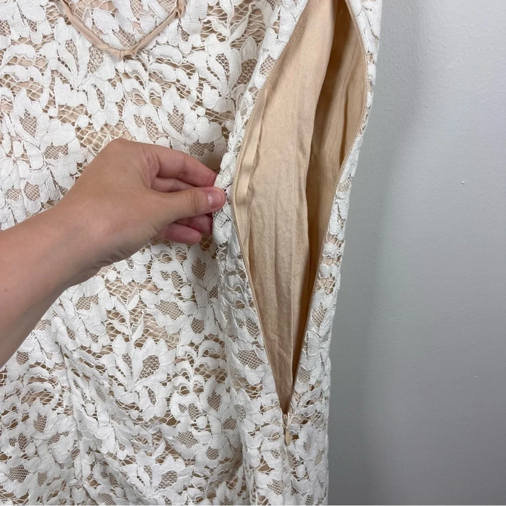 Bebe White Tea Satin Lace Mini Bride Bridal Cocktail Party Dress Size Small